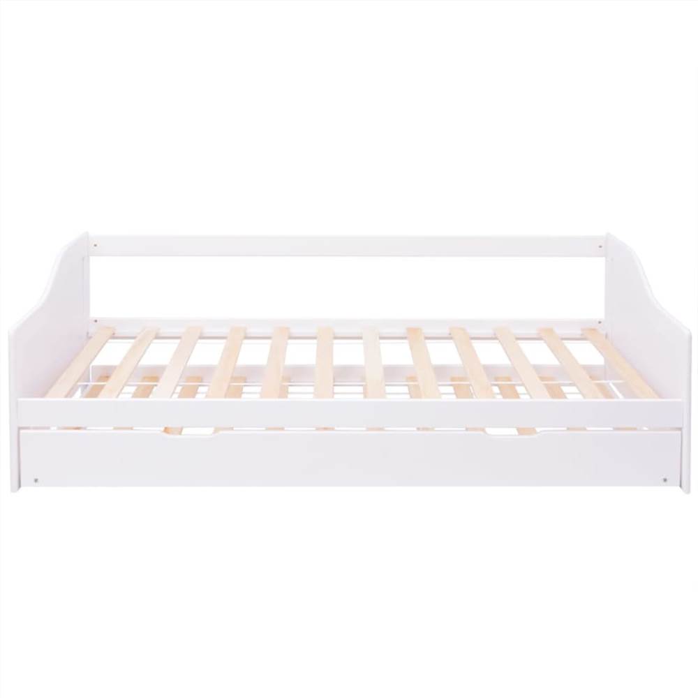 Pull Out Sofa Bed Frame White Pinewood 90x200 cm