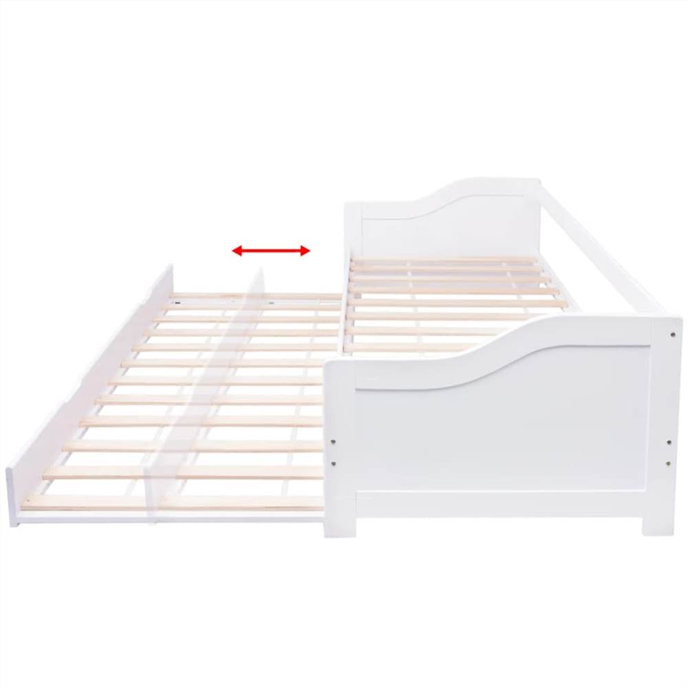 Pull Out Sofa Bed Frame White Pinewood 90x200 cm
