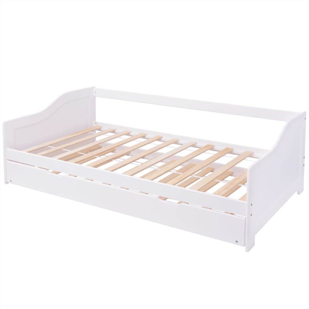Pull Out Sofa Bed Frame White Pinewood 90x200 cm