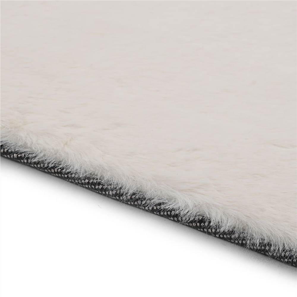 Rug 140x200 cm Faux Rabbit Fur Cream
