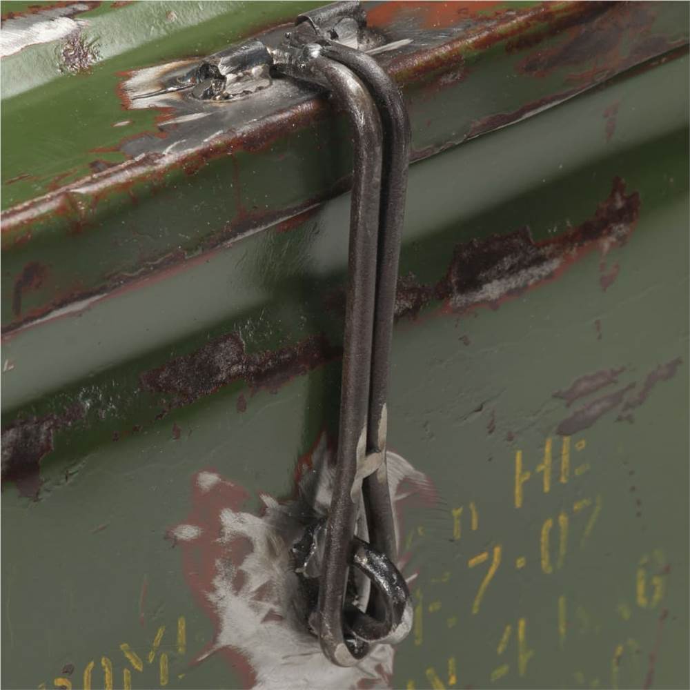 Storage Trunk Military Style 68x24x66 cm Iron