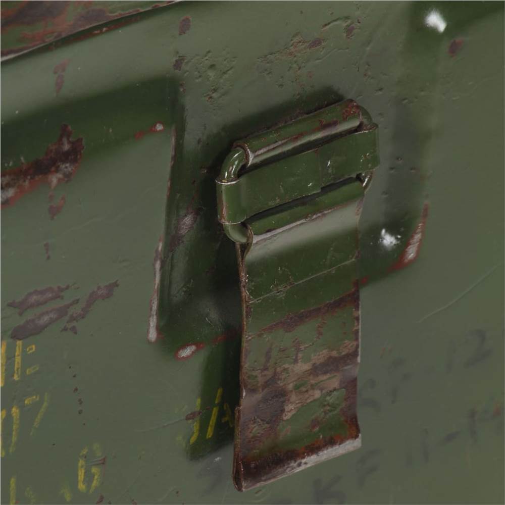 Storage Trunk Military Style 68x24x66 cm Iron