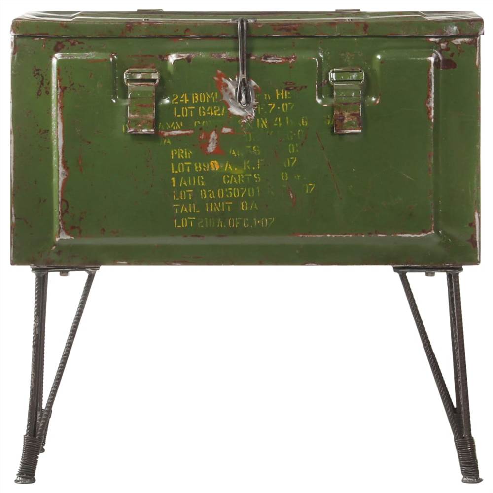 Storage Trunk Military Style 68x24x66 cm Iron