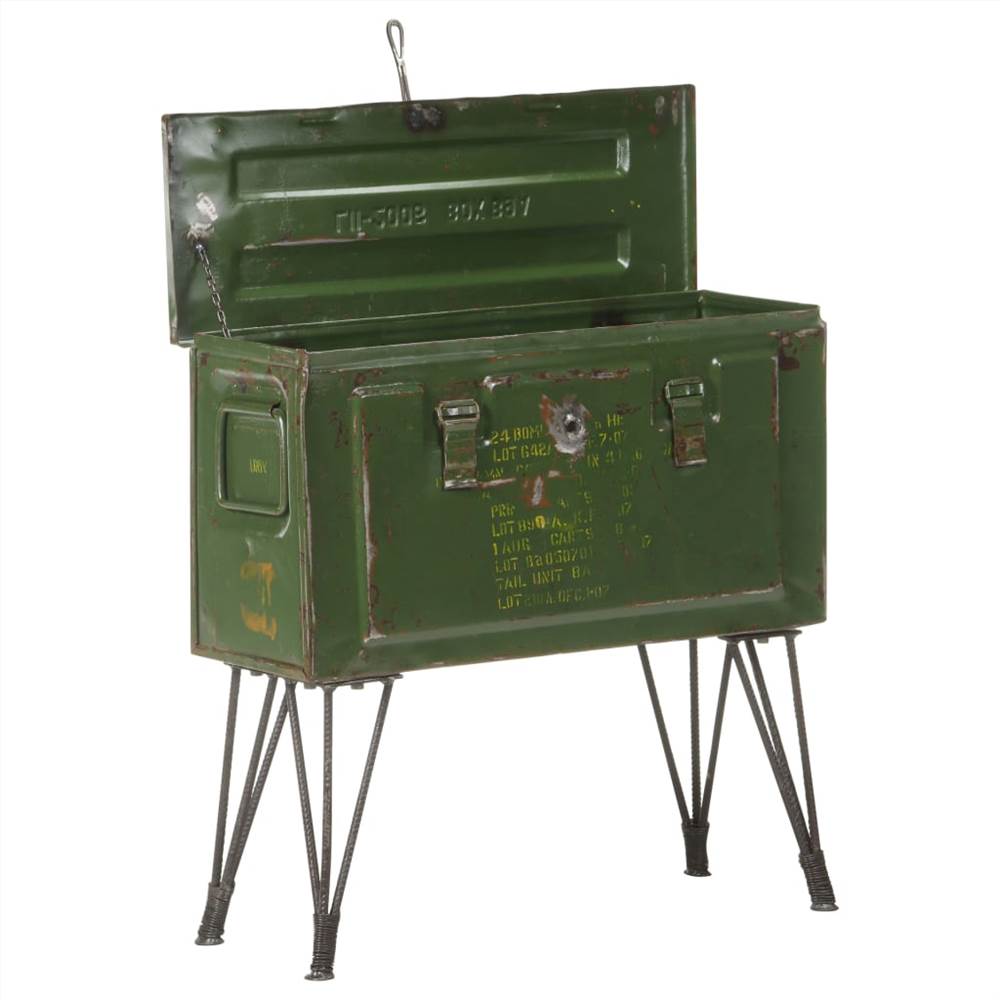 Storage Trunk Military Style 68x24x66 cm Iron
