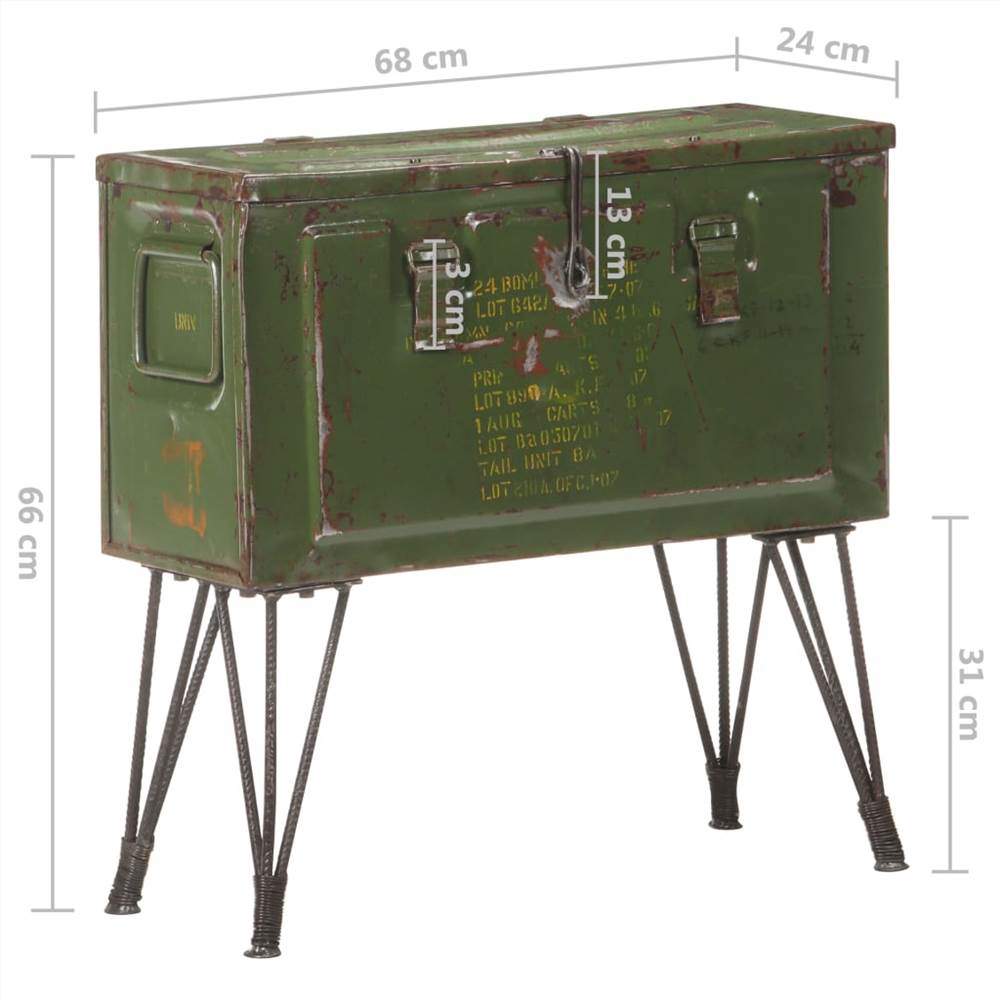 Storage Trunk Military Style 68x24x66 cm Iron