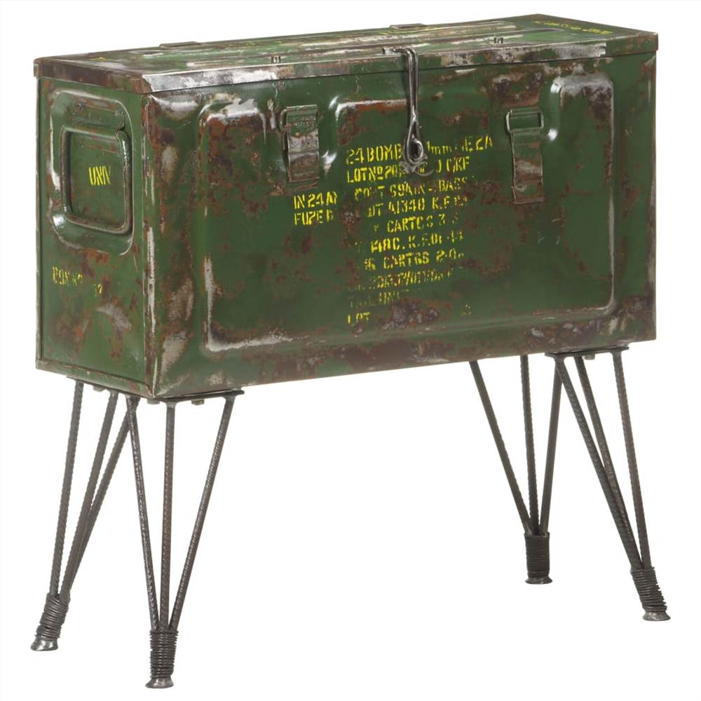 Storage Trunk Military Style 68x24x66 cm Iron