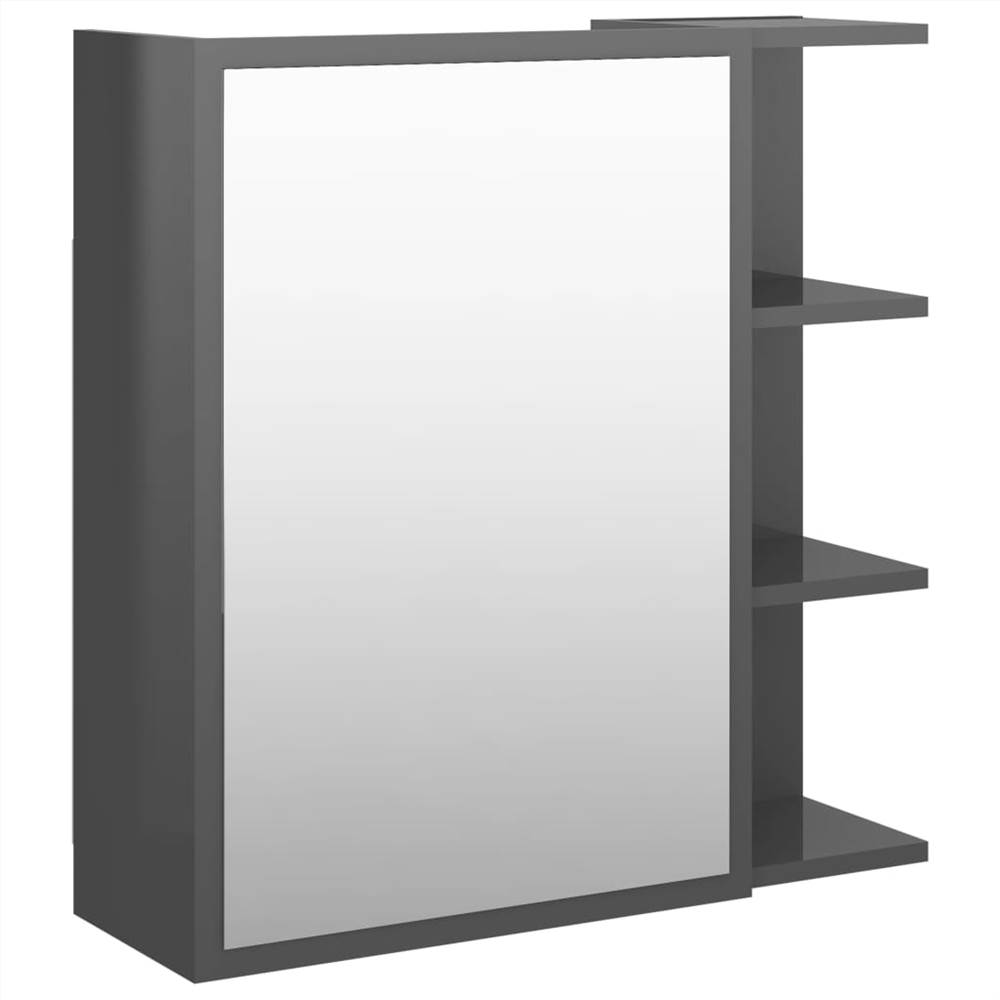 Bathroom Mirror Cabinet High Gloss Grey 62.5x20.5x64 cm Chipboard