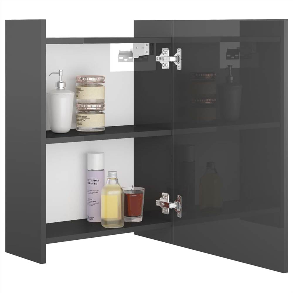 Bathroom Mirror Cabinet High Gloss Grey 62.5x20.5x64 cm Chipboard