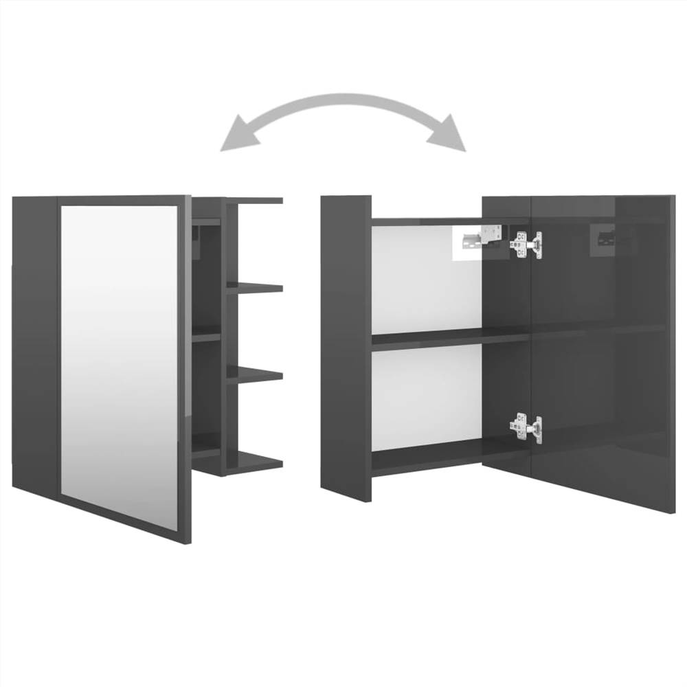 Bathroom Mirror Cabinet High Gloss Grey 62.5x20.5x64 cm Chipboard