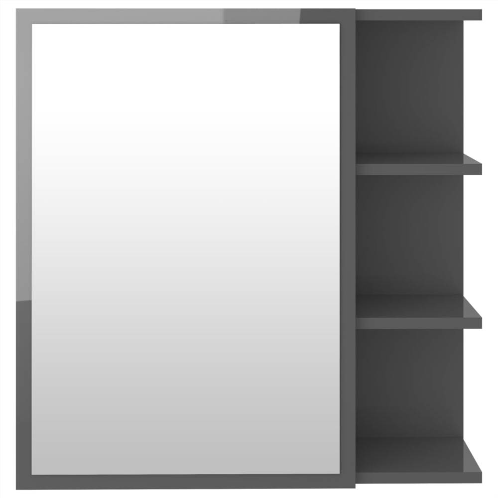 Bathroom Mirror Cabinet High Gloss Grey 62.5x20.5x64 cm Chipboard