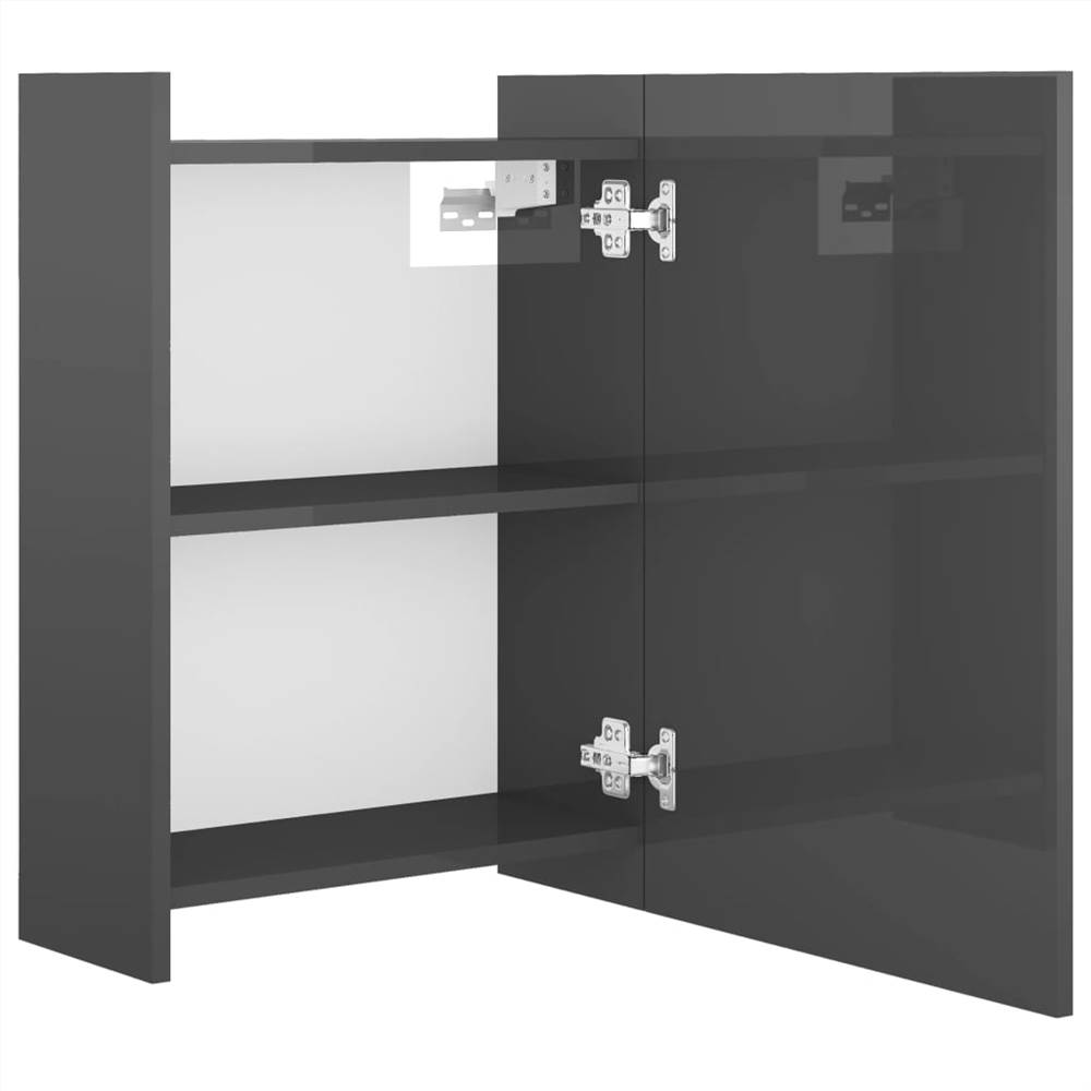 Bathroom Mirror Cabinet High Gloss Grey 62.5x20.5x64 cm Chipboard