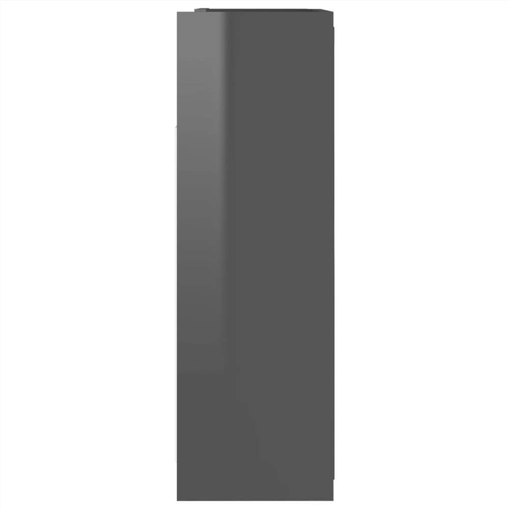 Bathroom Mirror Cabinet High Gloss Grey 62.5x20.5x64 cm Chipboard