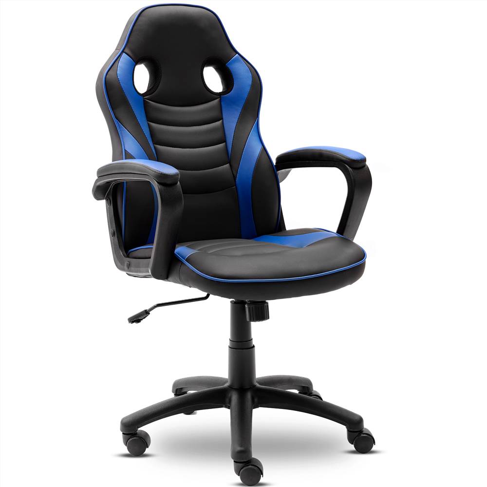 Home Office PU Leather Rotatable Gaming Chair Height Adjustable with Ergonomic Backrest and Casters - Blue
Home Office PU Leather Rotatable Gaming Chair Height Adjustable with Ergonomic Backrest and Casters - Blue