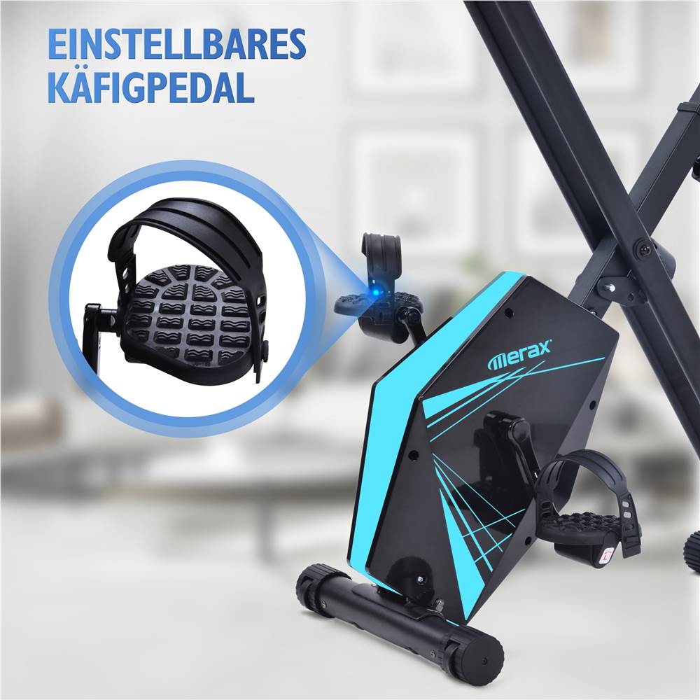 Heimtrainer Bike klappbar, 8 Widerstandsstufen, fitness bike mit Handpulssensoren und Trainingscomputer