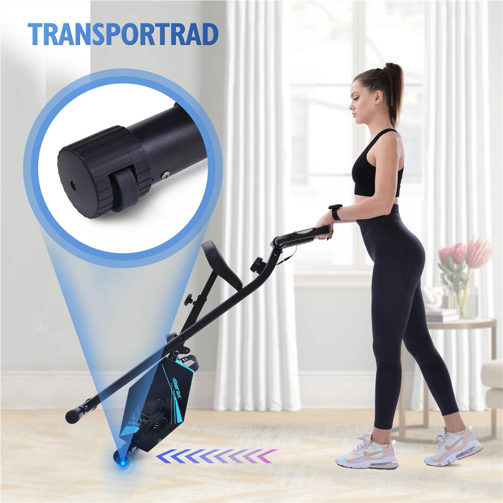 Heimtrainer Bike klappbar, 8 Widerstandsstufen, fitness bike mit Handpulssensoren und Trainingscomputer