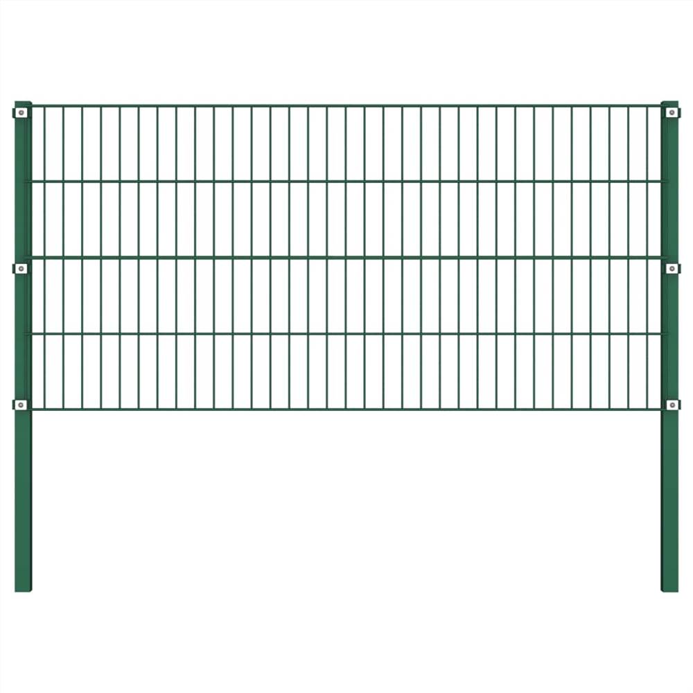 Fence Panel with Posts Iron 11.9x0.8 m Green
