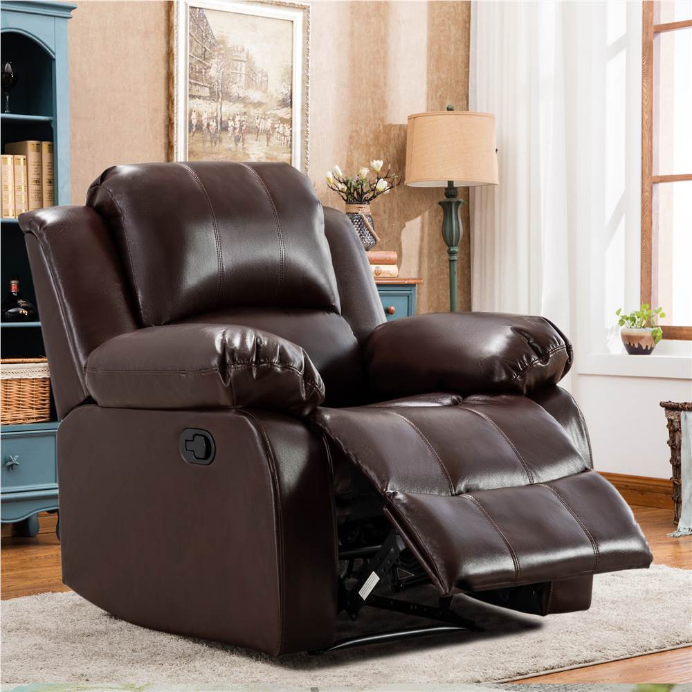 

Air Leather Recliner with Armrests and Reclining Backrest for Living Room, Bedroom, Theater, Office - Red Brown