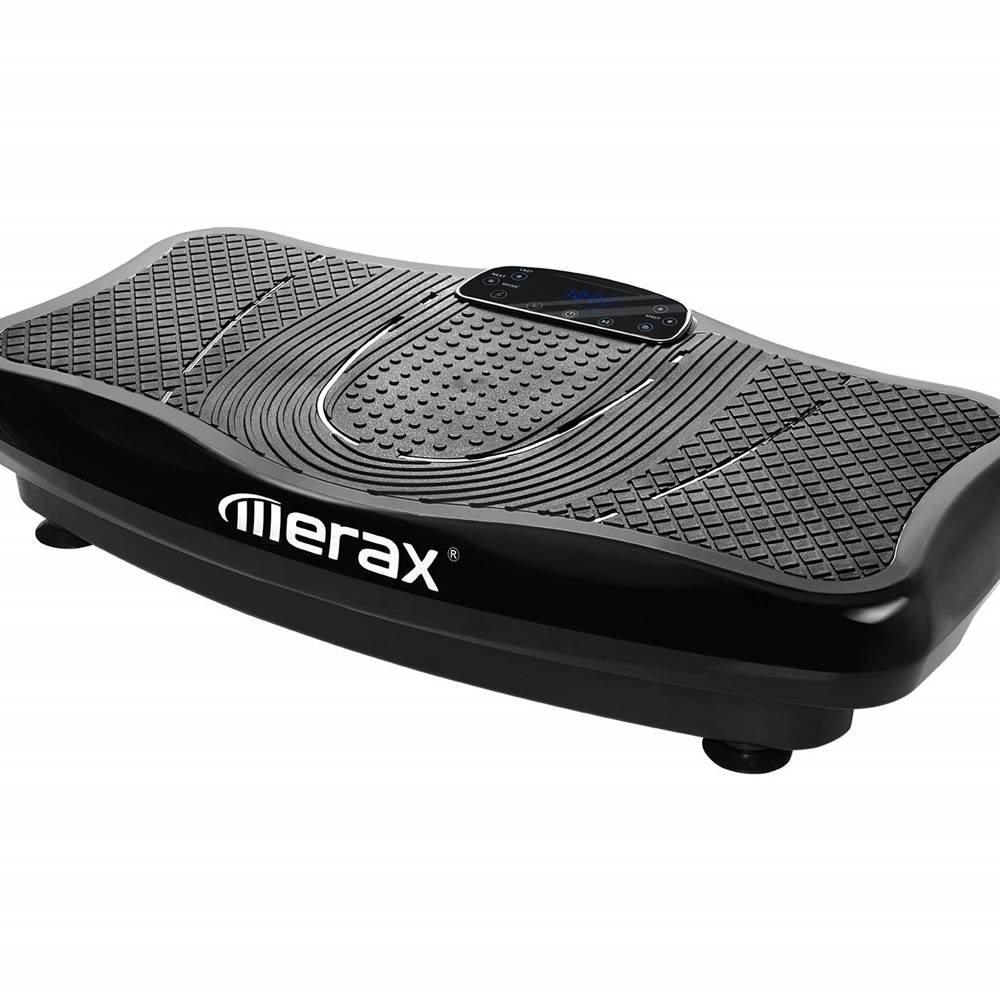 Vibrationsplatte Vibrationstrainer Profi, 2D Wipp Vibration + Bluetooth inkl. Lautsprecher, Extra große Fläche & Kraftvoller Motor & Trainingsbänder & Fernbedienung im Fitnessgerät (schwarz)