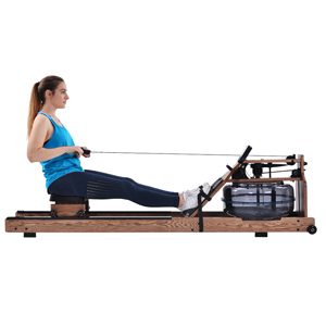 Water Rowing Machine for Home Use, Water Resistance Rower in Ash Wood, Home Gym Indoor Fitness Rower, Water Pump Included