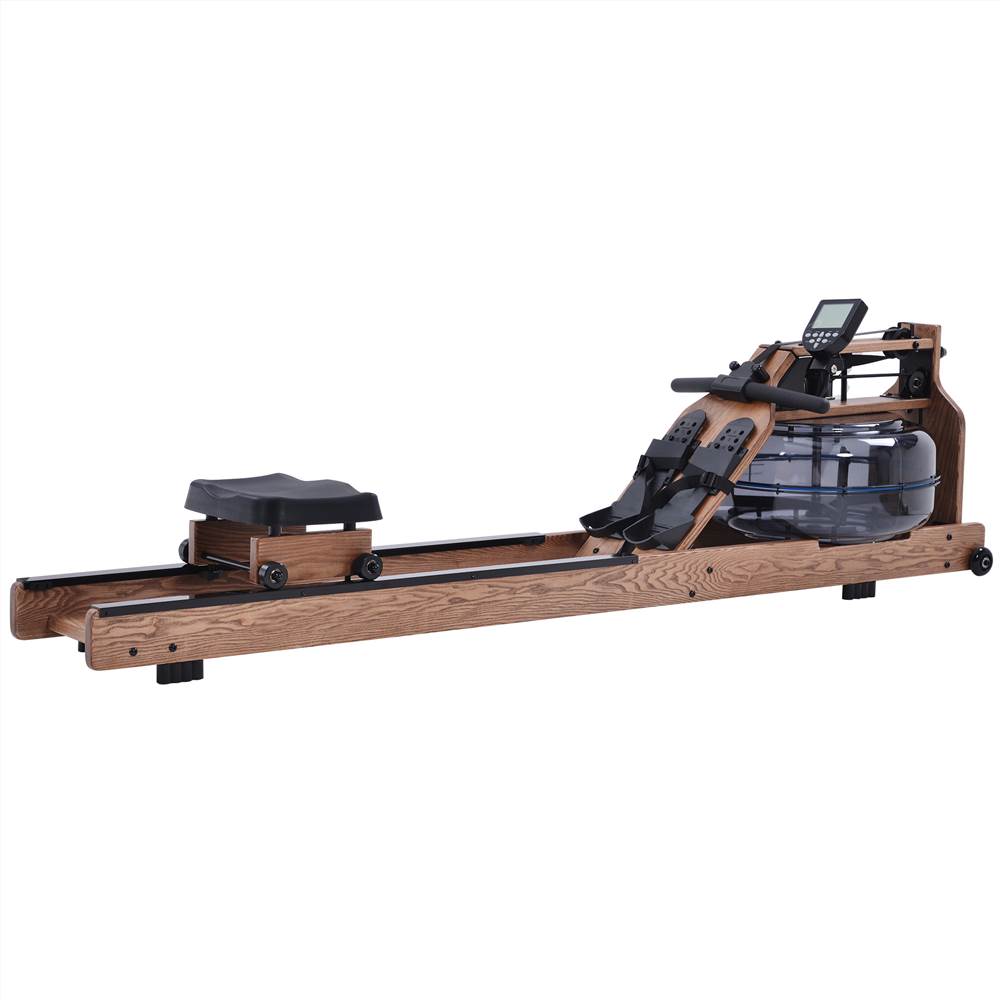 Water Rowing Machine for Home Use, Water Resistance Rower in Ash Wood, Home Gym Indoor Fitness Rower, Water Pump Included