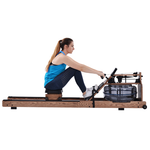 Water Rowing Machine for Home Use, Water Resistance Rower in Ash Wood, Home Gym Indoor Fitness Rower, Water Pump Included