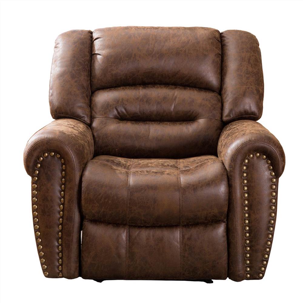 

1-seat PU Leather Electric Recliner with Backrest and Armrests, and USB Port for Living Room, Bedroom, Office, Hotel, Bar - Nut Brown