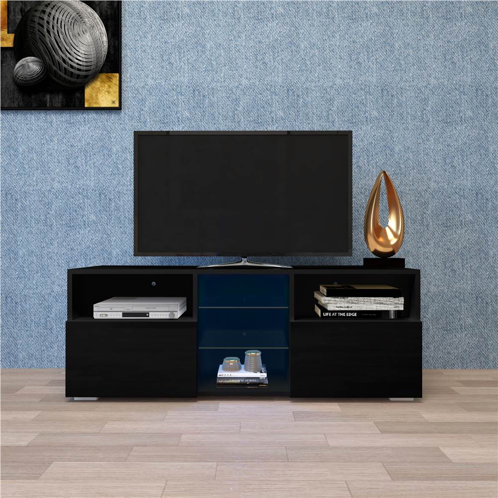 

47" TV Stand with 2 Storage Drawers and Open Shelves, Suitable for Placing TVs up to 55" - Black