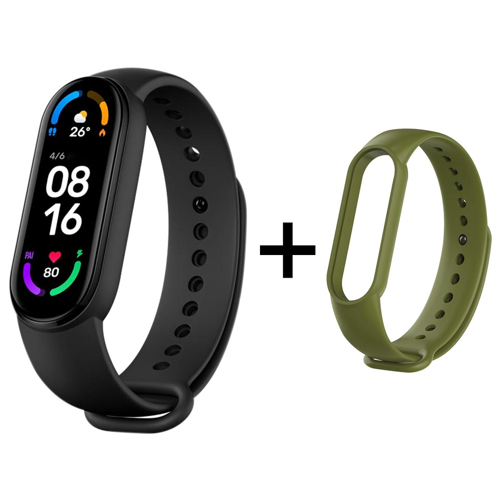 

Xiaomi Mi Band 6 Smart Bracelet Heart Rate Oximetry Monitor 1.56 inch Screen Bluetooth 5.0 50 Meters Water Resistance 30 Sports Modes CN Version + Green Replacement Strap