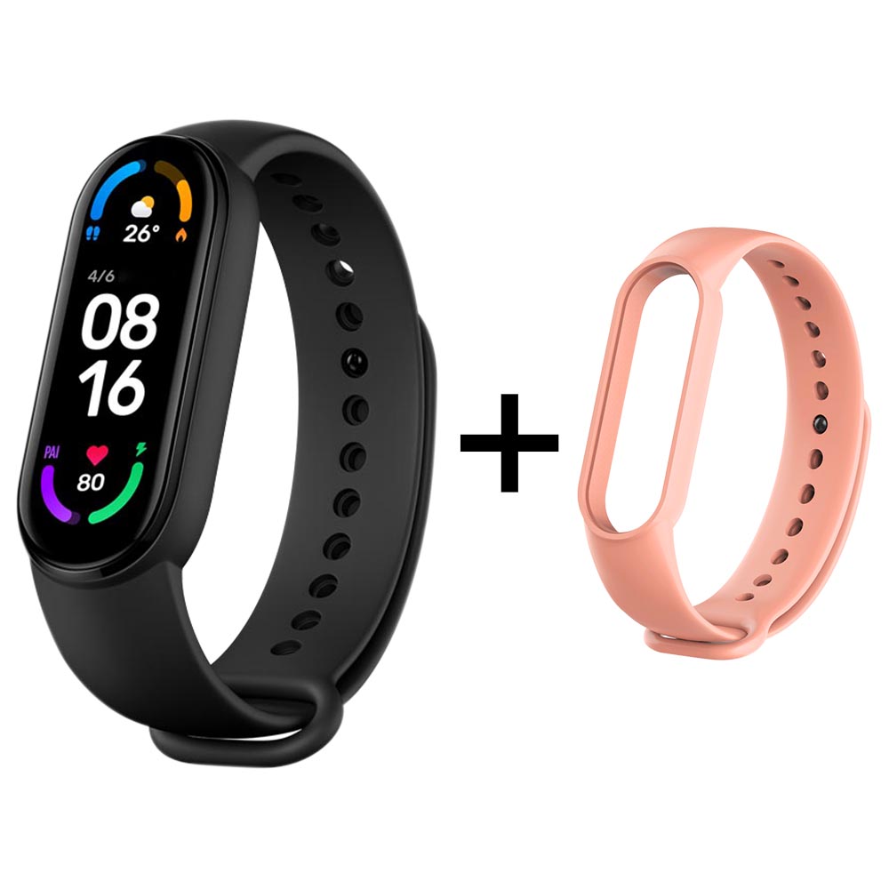 

Xiaomi Mi Band 6 Smart Bracelet Heart Rate Oximetry Monitor 1.56 inch Screen Bluetooth 5.0 50 Meters Water Resistance 30 Sports Modes CN Version + Pink Replacement Strap