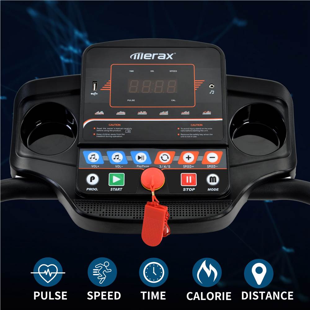 Foldable Treadmill Running Machine With Loudspeaker For Home Gymnastics-Fitness Black