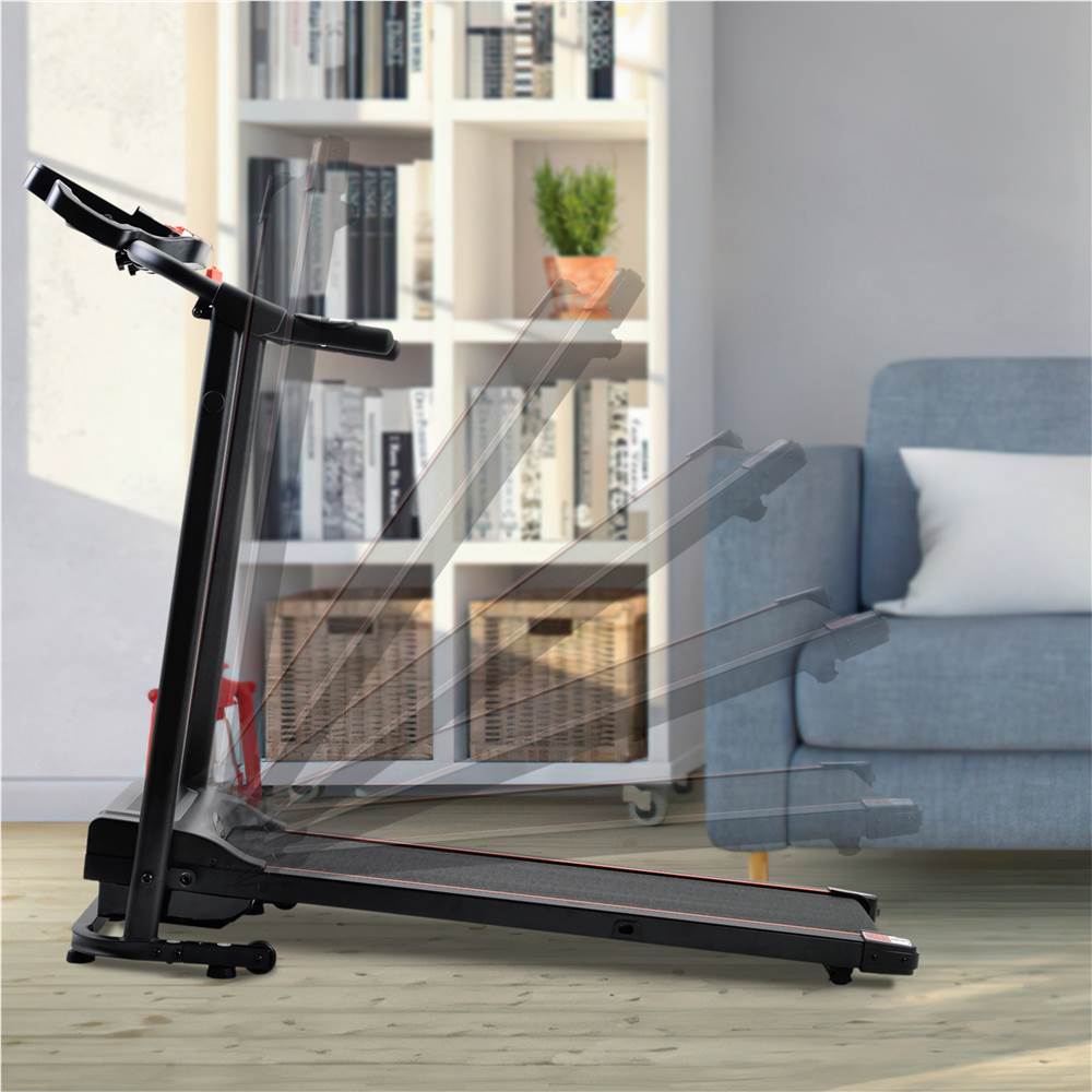 Foldable Treadmill Running Machine With Loudspeaker For Home Gymnastics-Fitness Black