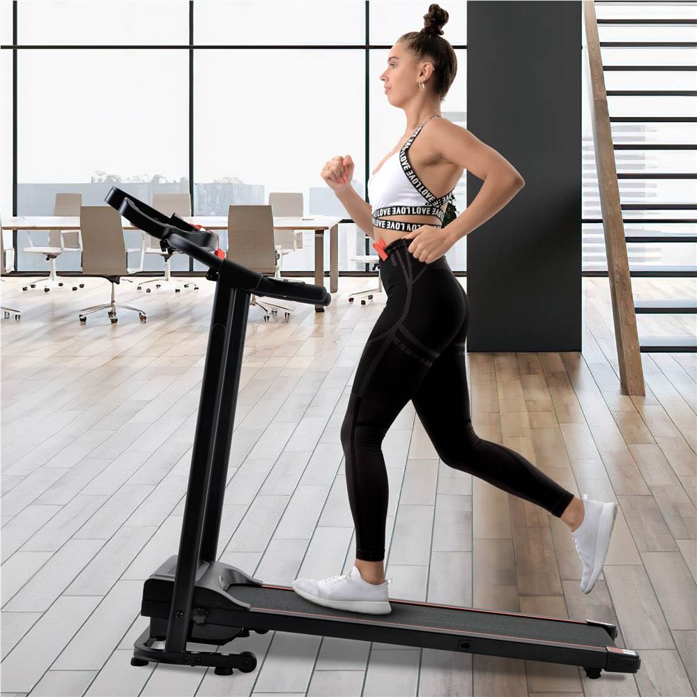 Foldable Treadmill Running Machine With Loudspeaker For Home Gymnastics-Fitness Black
