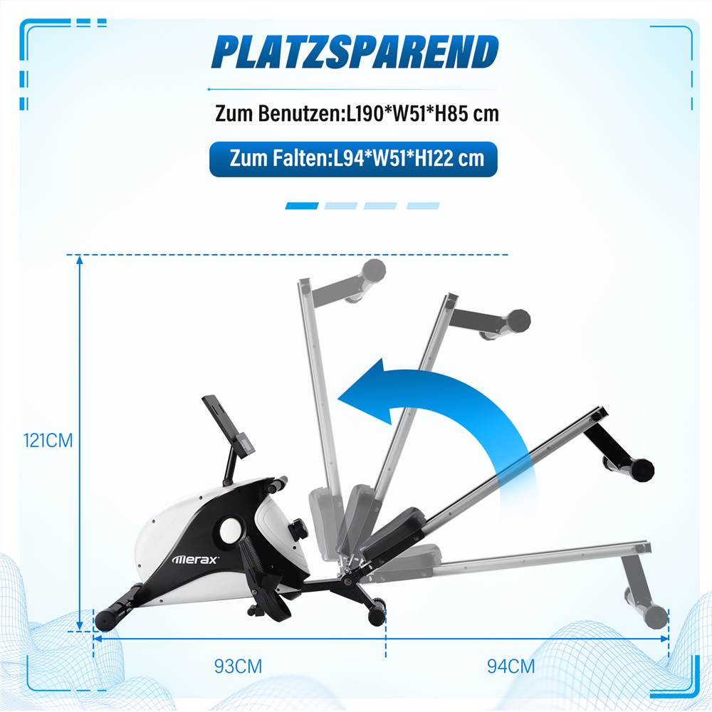 Magnetic Rowing Machine Indoor Folding Rowing With Magnetic Braking System LCD Monitor 8-Level Resistance Adjustment Fitness Machine