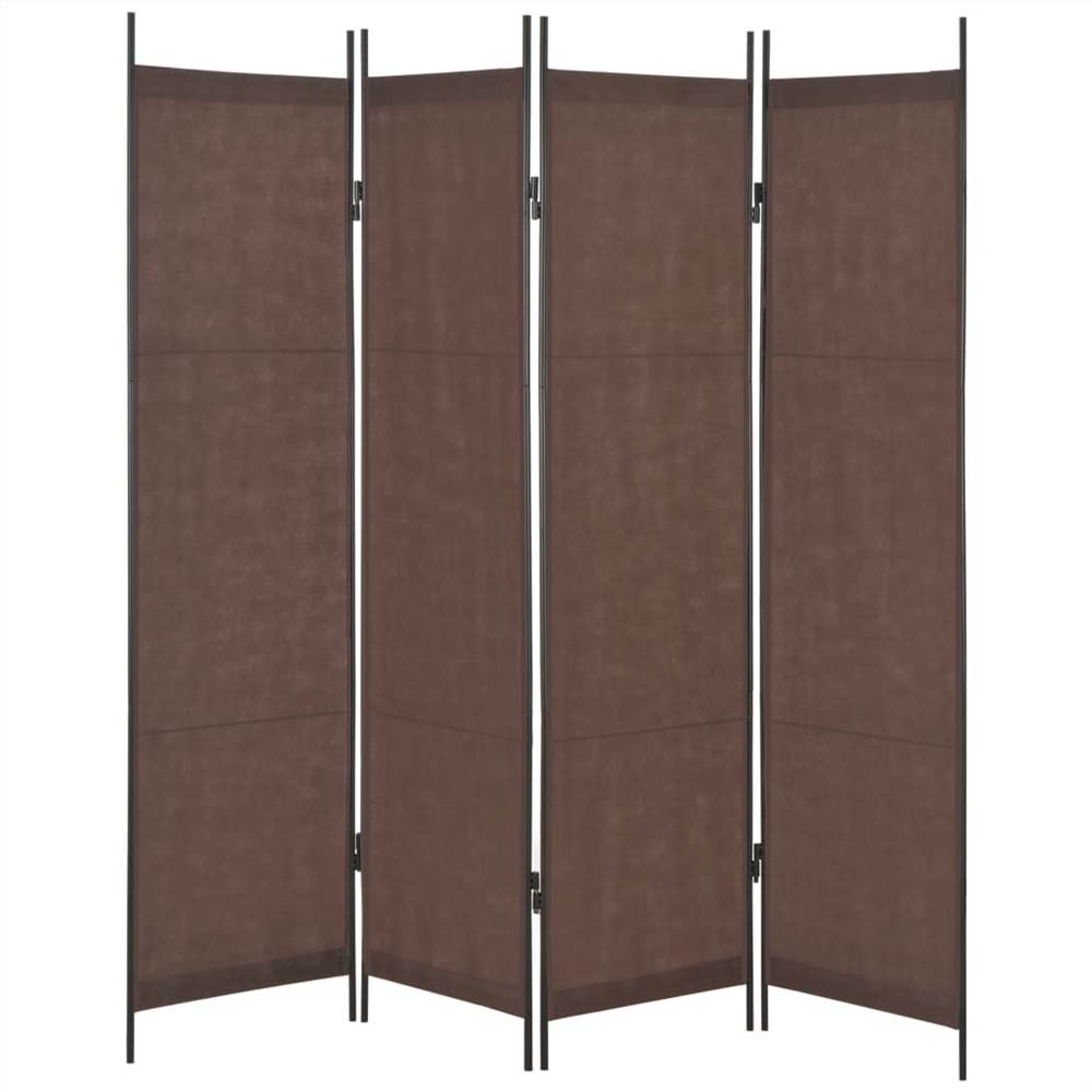 4-Panel Room Divider Brown 200x180 cm