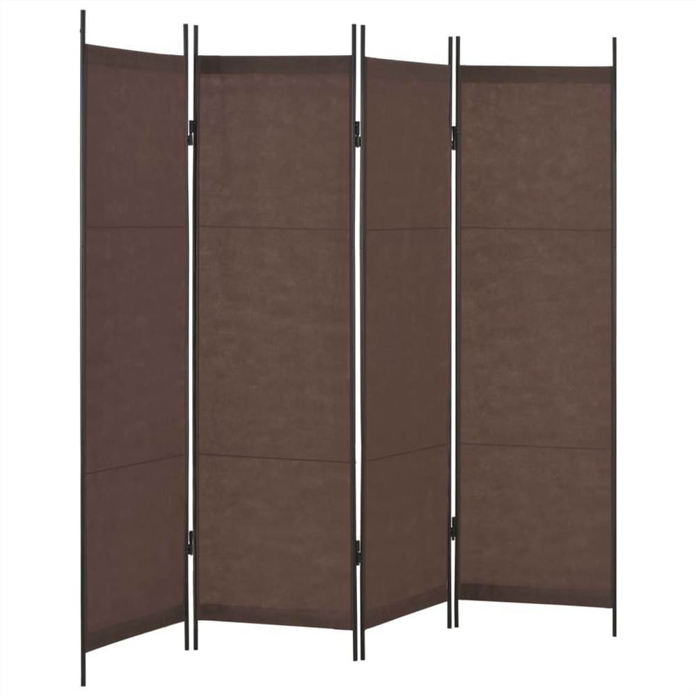 4-Panel Room Divider Brown 200x180 cm