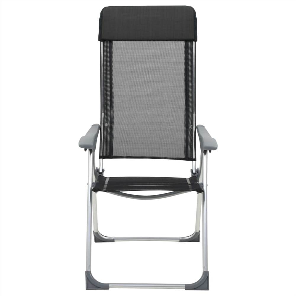 44308 Folding Camping Chairs 4 pcs Black Aluminium
