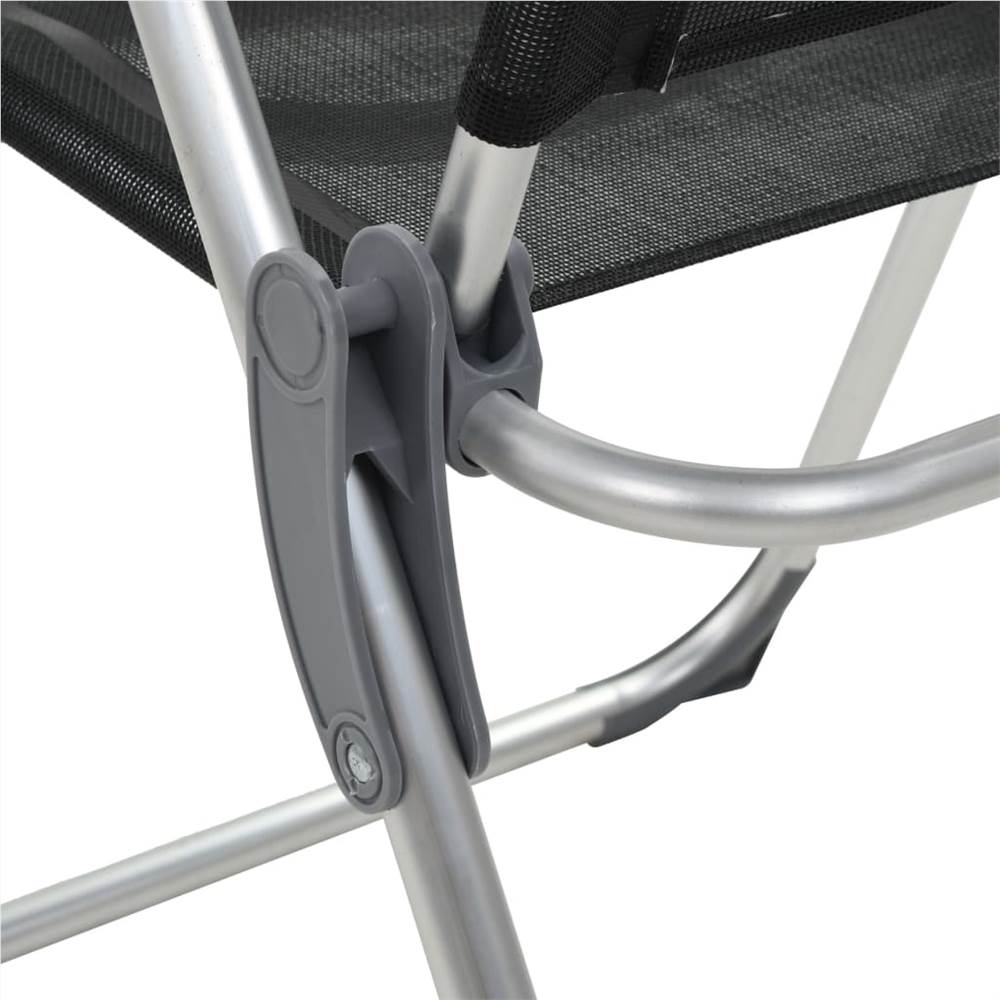 44308 Folding Camping Chairs 4 pcs Black Aluminium