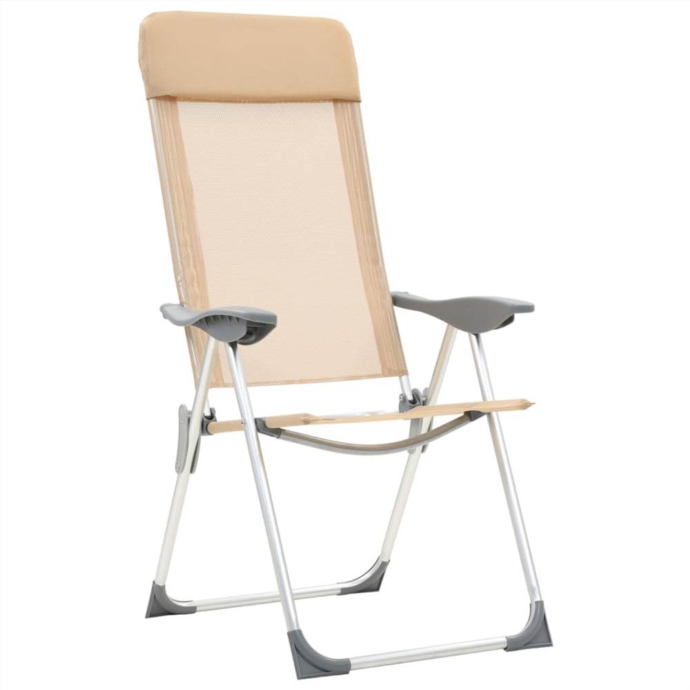 44309 Folding Camping Chairs 4 pcs Cream Aluminium
