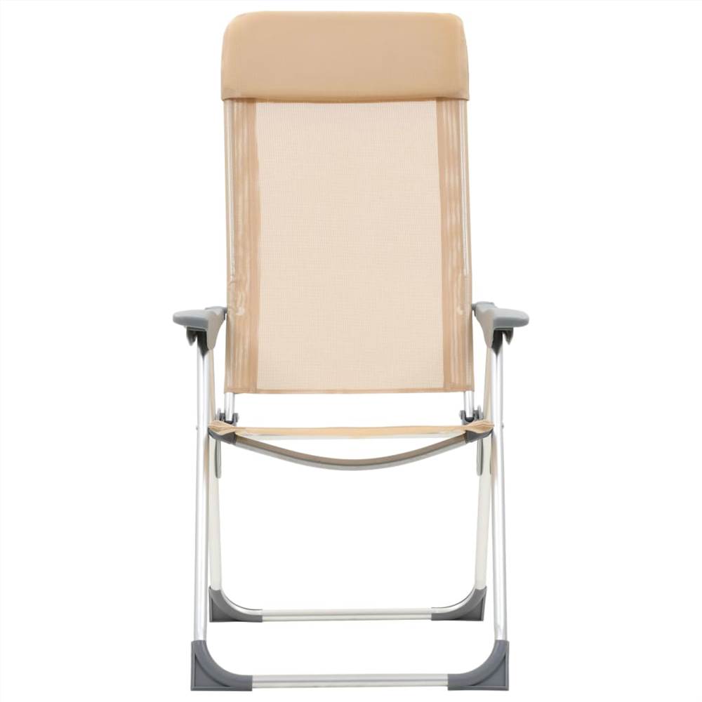 44309 Folding Camping Chairs 4 pcs Cream Aluminium