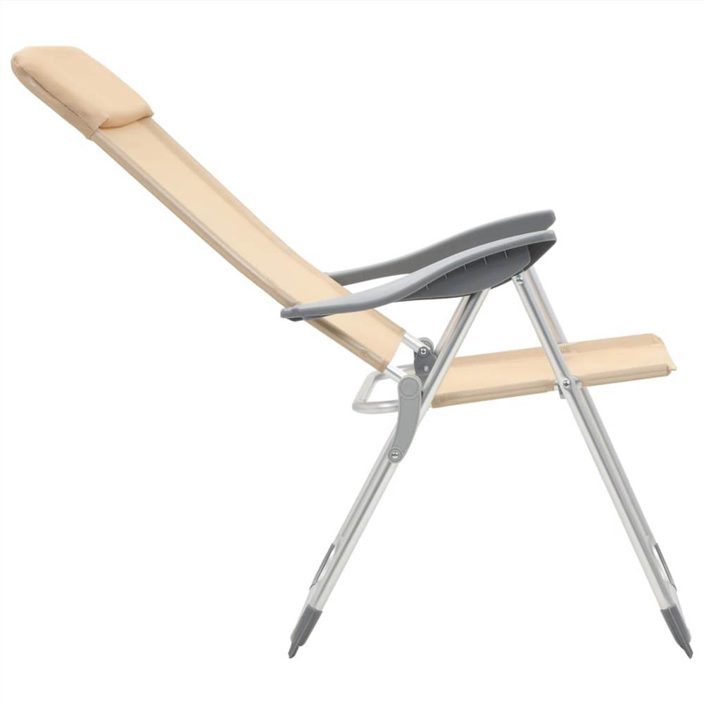 44309 Folding Camping Chairs 4 pcs Cream Aluminium