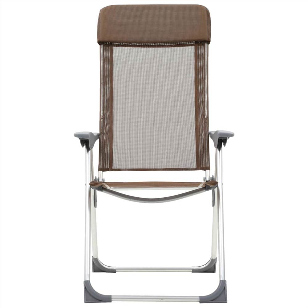 44310 Folding Camping Chairs 2 pcs Brown Aluminium