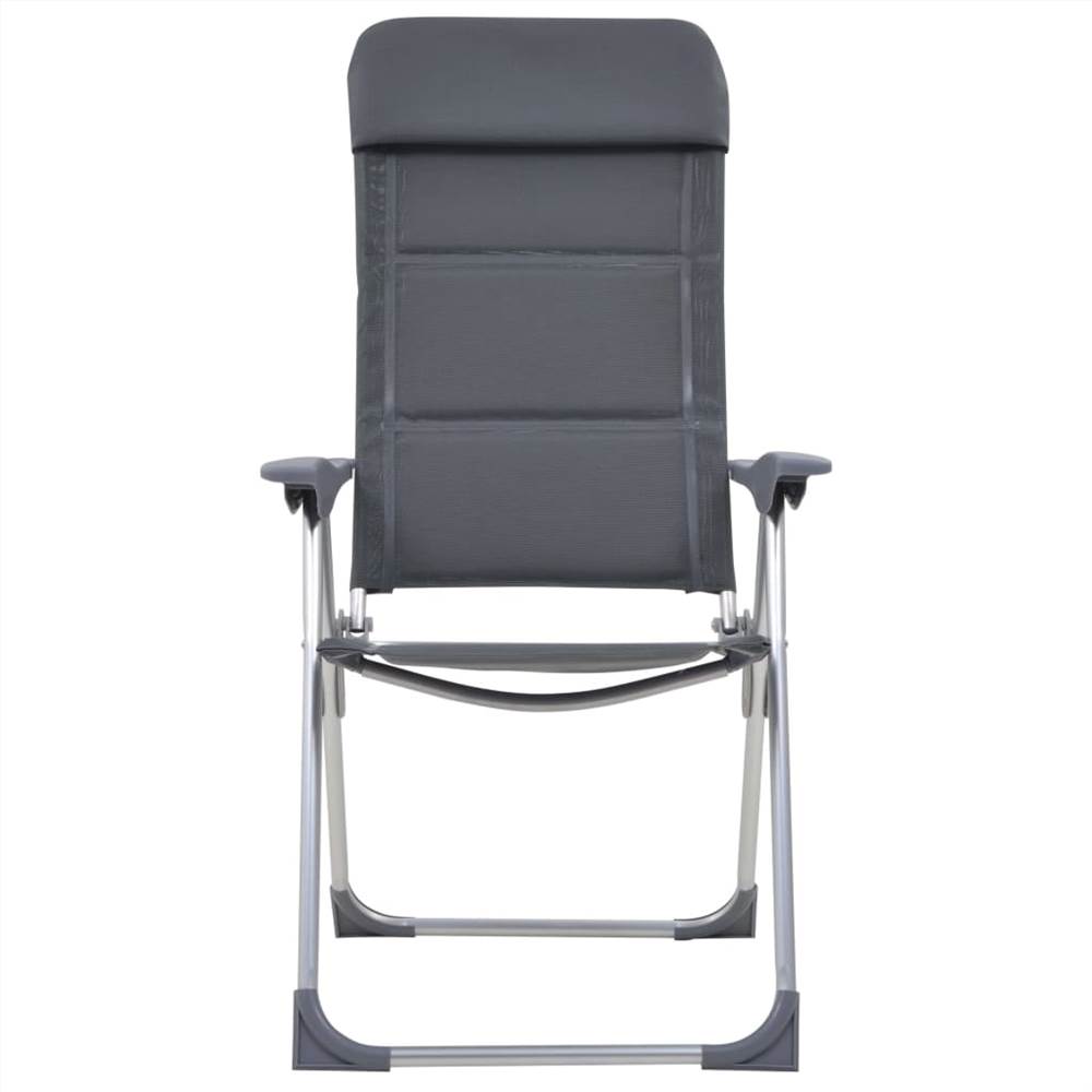 44312 Camping Chair 2 pcs Grey 58x69x111 cm Aluminium