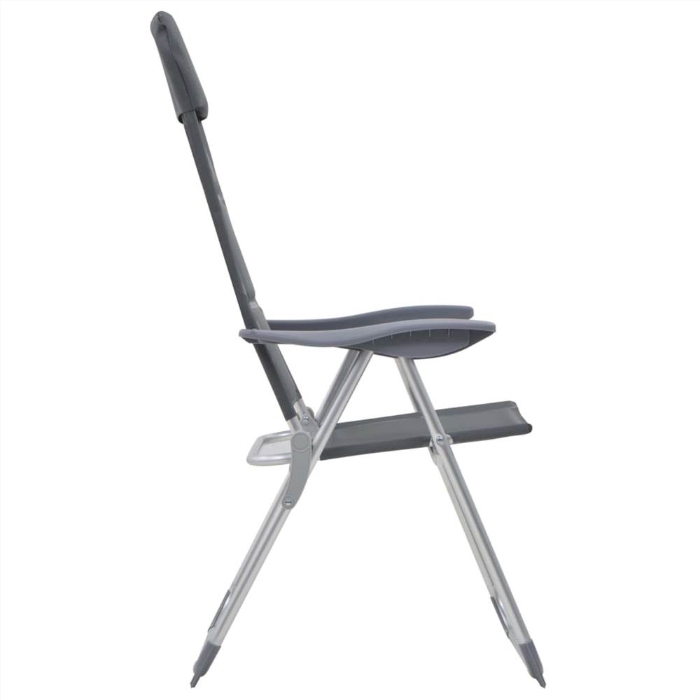 44312 Camping Chair 2 pcs Grey 58x69x111 cm Aluminium