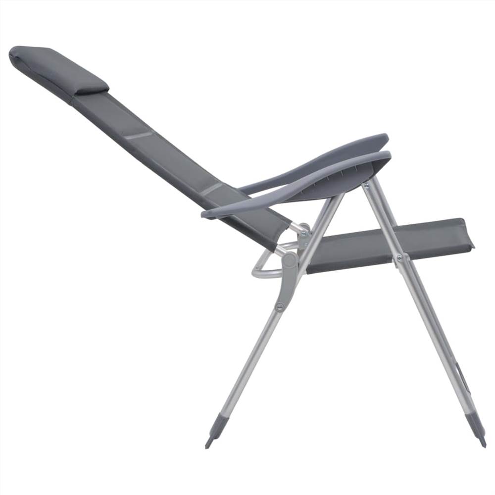 44312 Camping Chair 2 pcs Grey 58x69x111 cm Aluminium