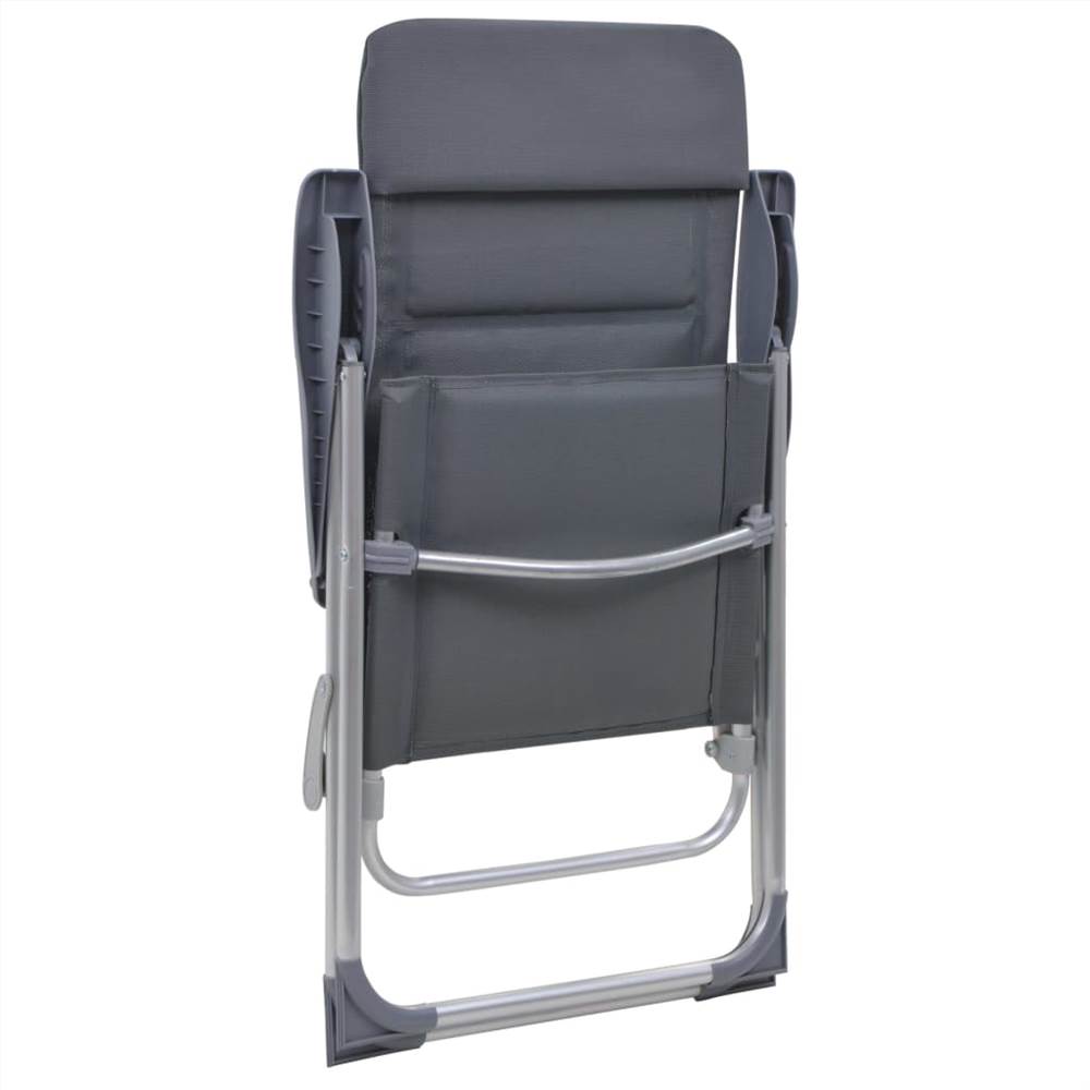 44312 Camping Chair 2 pcs Grey 58x69x111 cm Aluminium