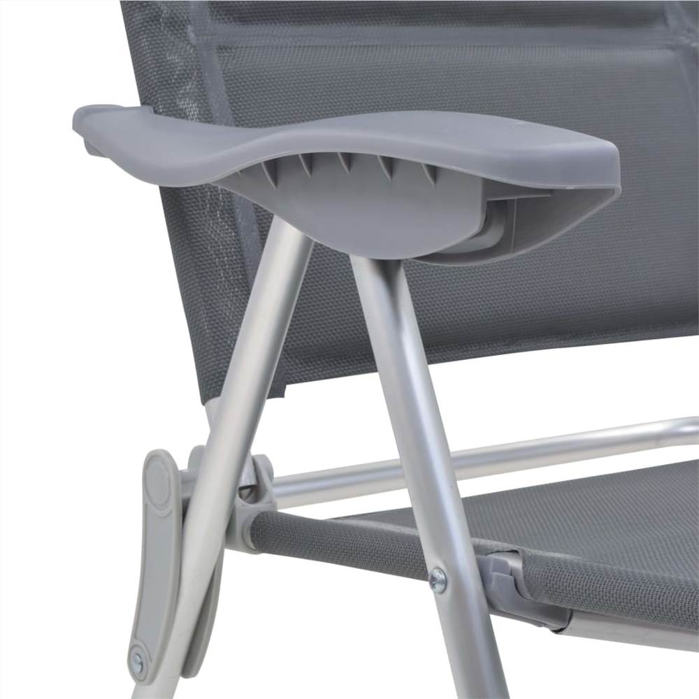 44312 Camping Chair 2 pcs Grey 58x69x111 cm Aluminium