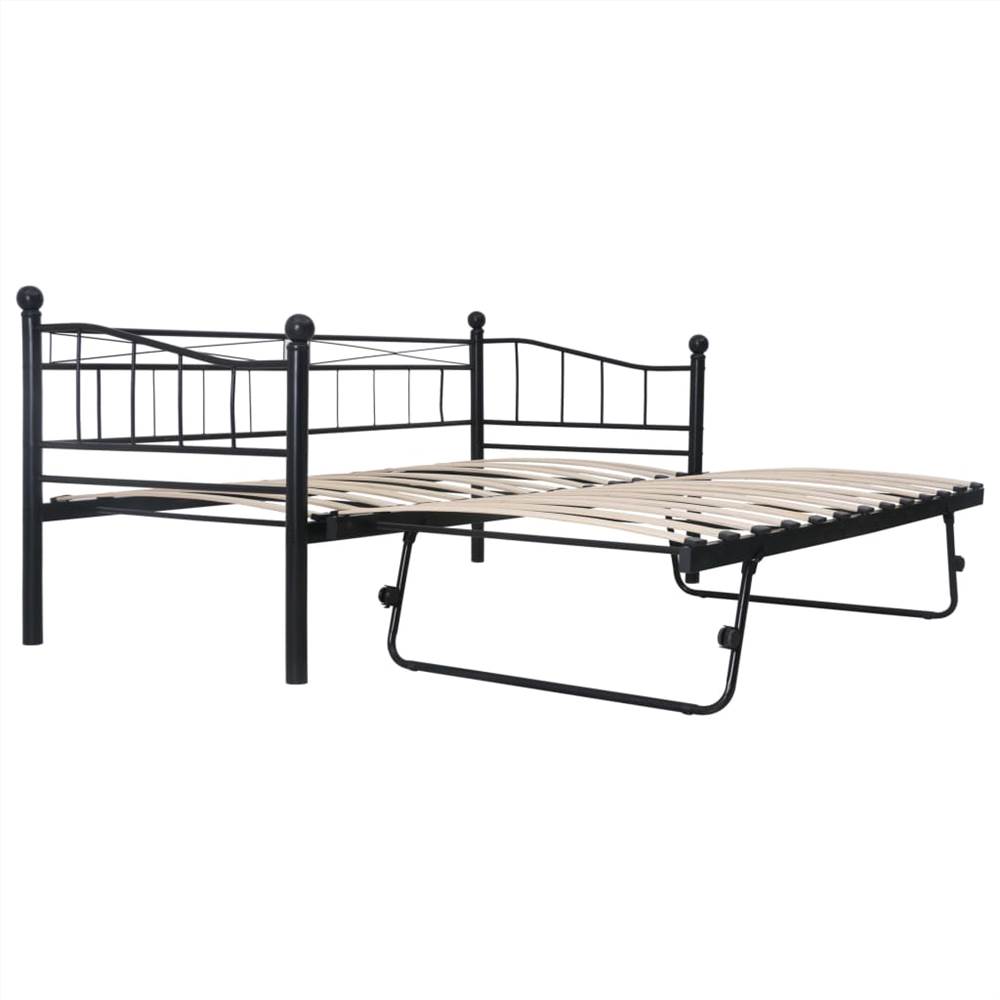 Bed Frame Black Steel 180x200/90x200 cm
