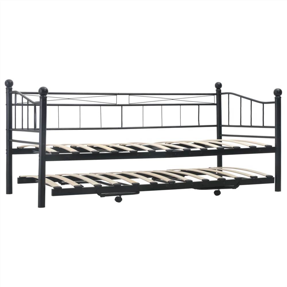 Bed Frame Black Steel 180x200/90x200 cm