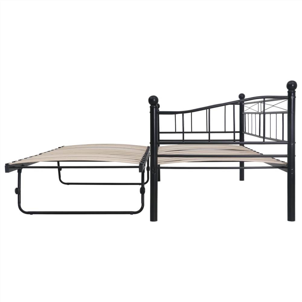 Bed Frame Black Steel 180x200/90x200 cm