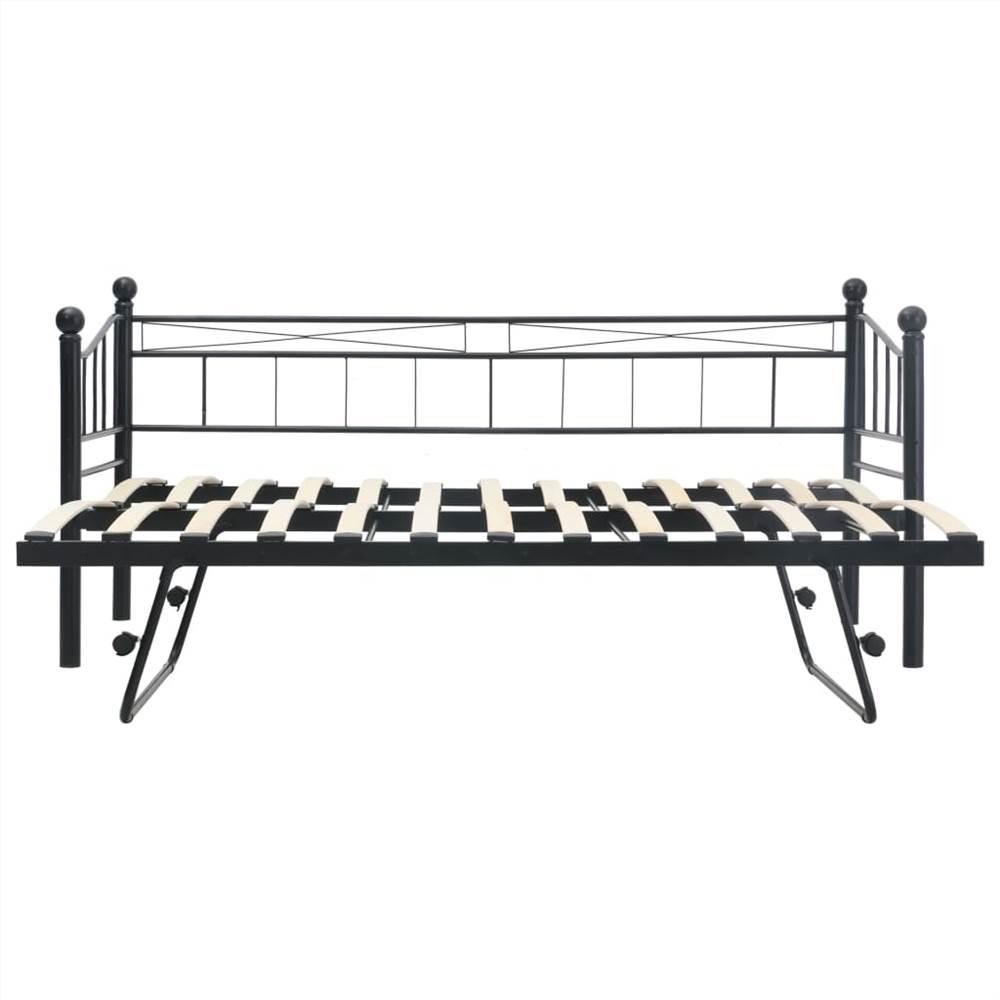 Bed Frame Black Steel 180x200/90x200 cm
